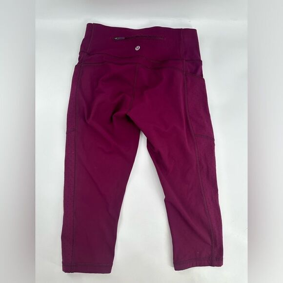 Lululemon Mind Over Miles Crop 17” Marvel Maroon Leggings Pockets Womens Size 6 - Picture 8 of 11